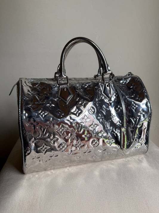 Louis Vuitton Borsa Speedy 35 Limited Edition Monogram Miroir Silver - Pally Vintage Closet