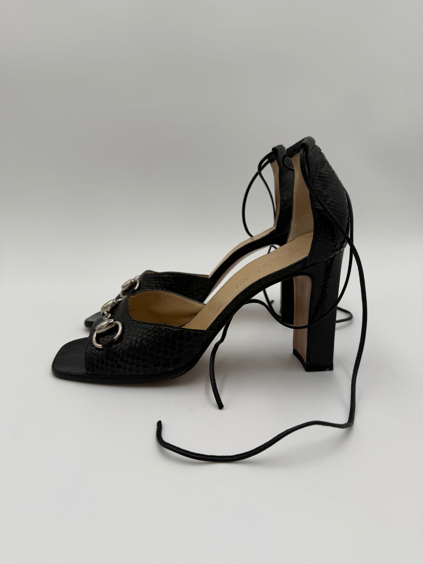 Gucci Sandali Horsebit Vintage in Pitone Neri
