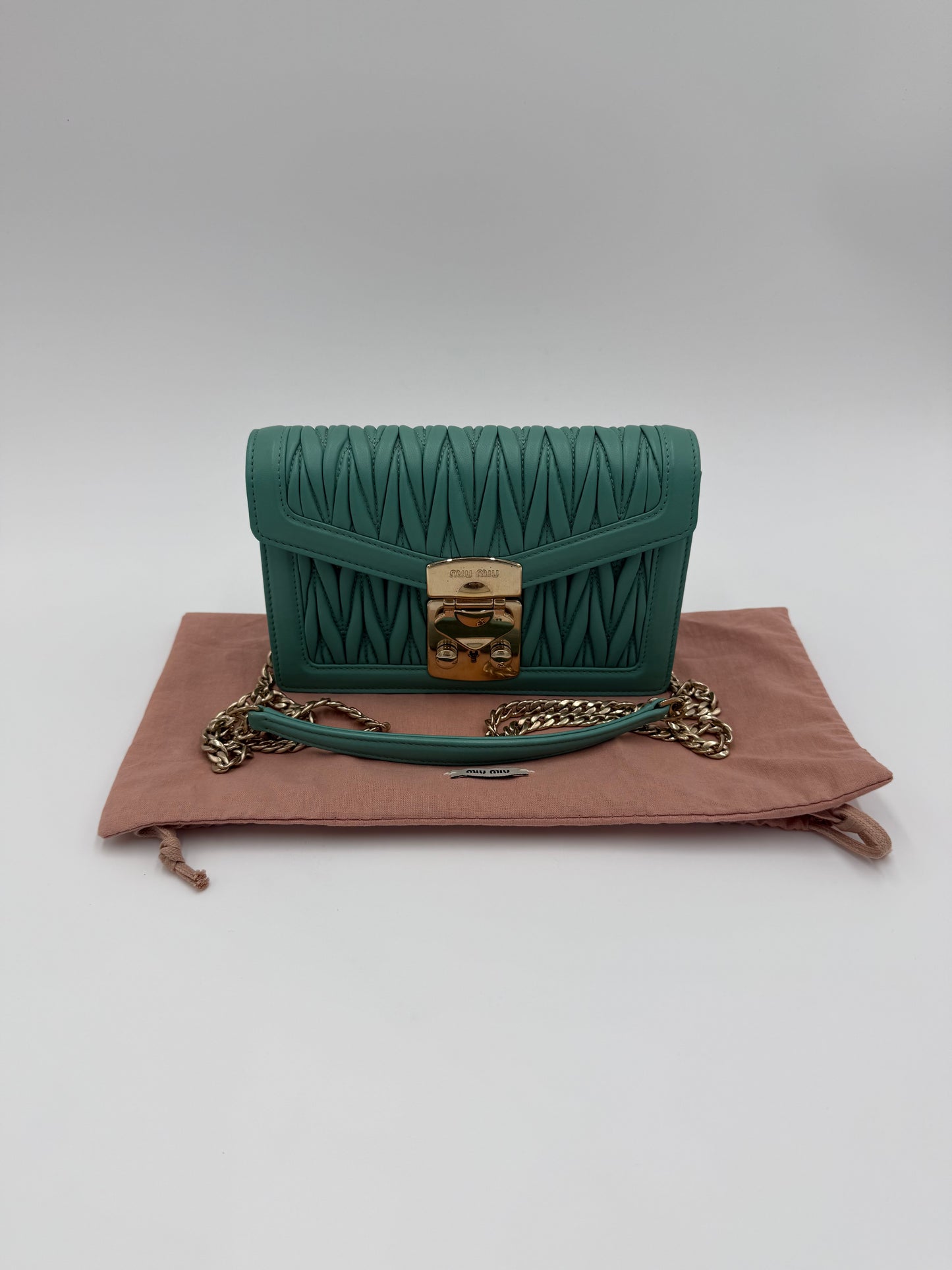 Miu Miu Borsa Confidential Matelassé Verde Giada