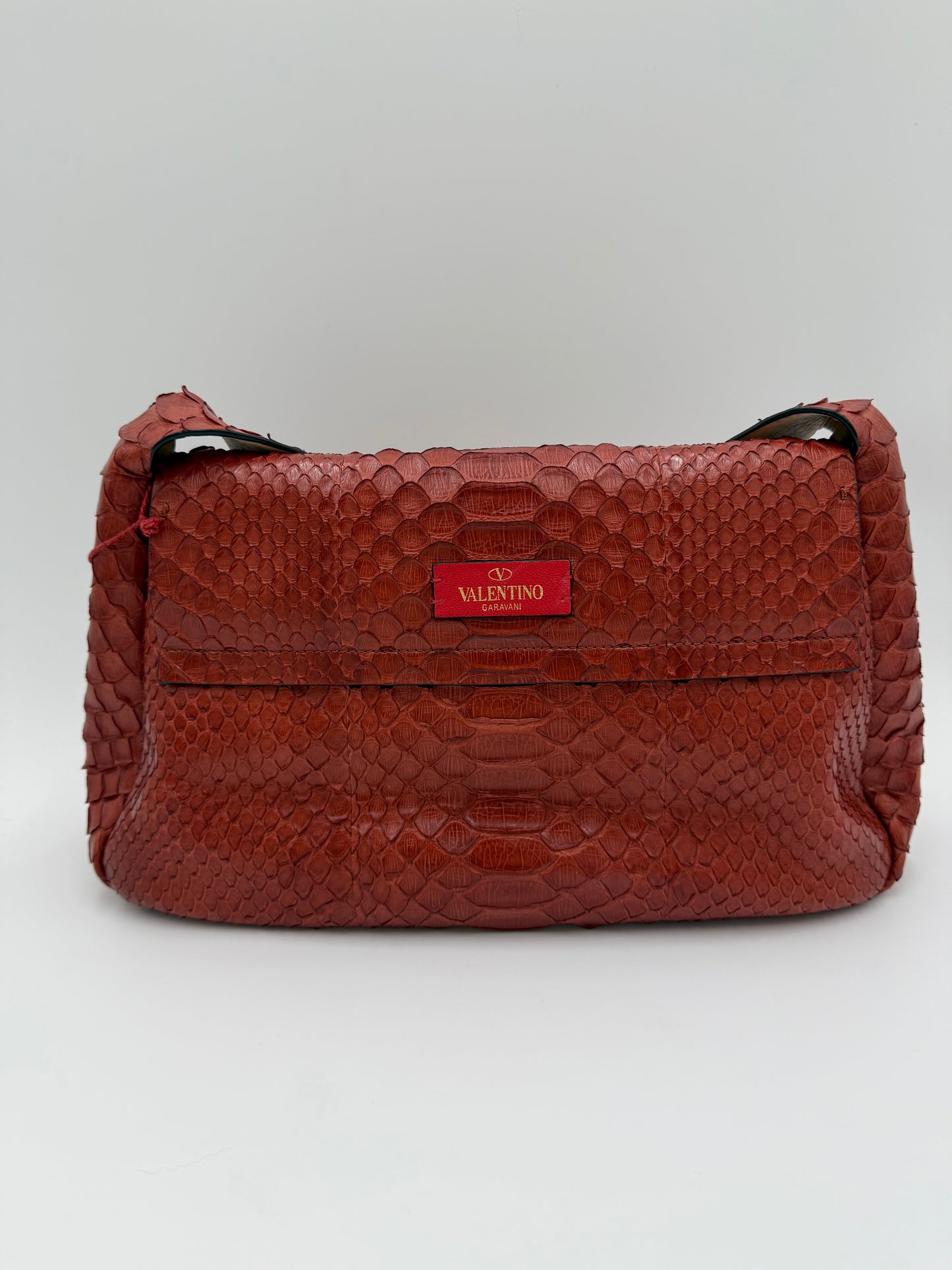 Valentino Garavani Borsa Vintage in Pitone Terracotta con Serpente