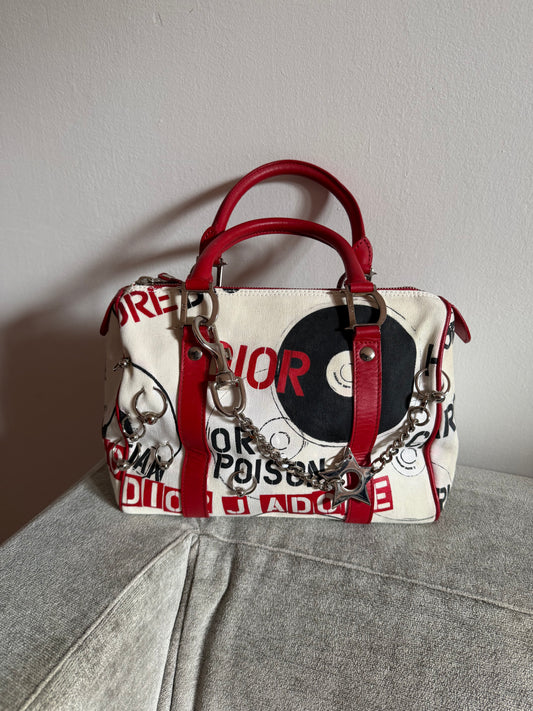 Christian Dior Borsa Hardcore Bowler John Galliano Bianca e Rossa - Pally Vintage Closet