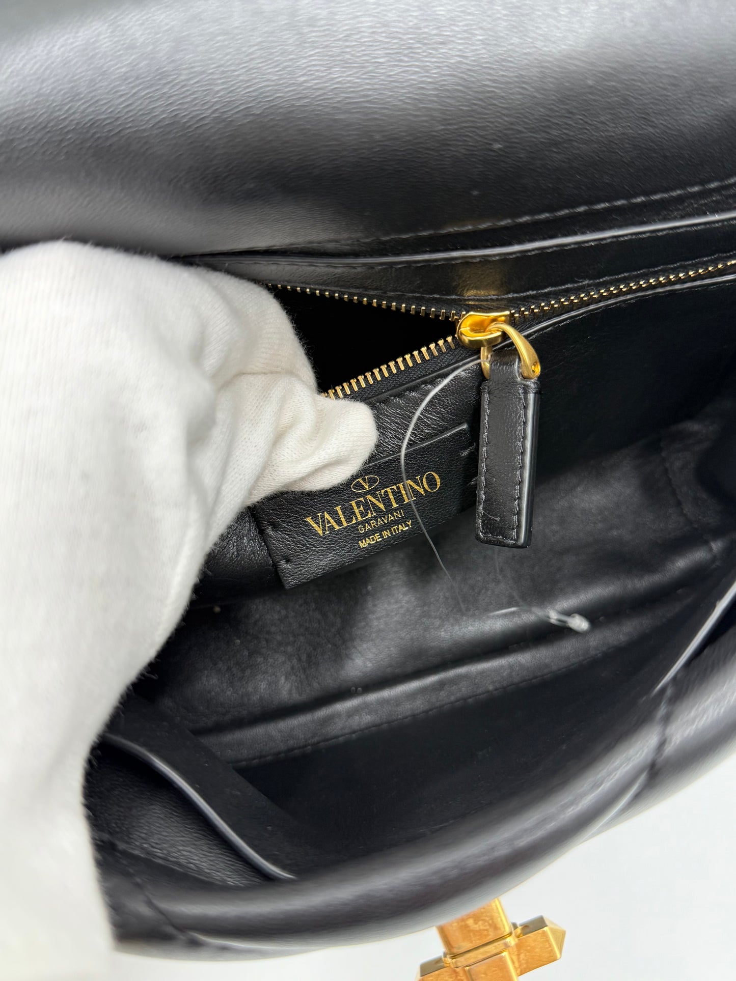 Valentino Garavani Borsa Roman Spike in Pelle Trapuntata Nera