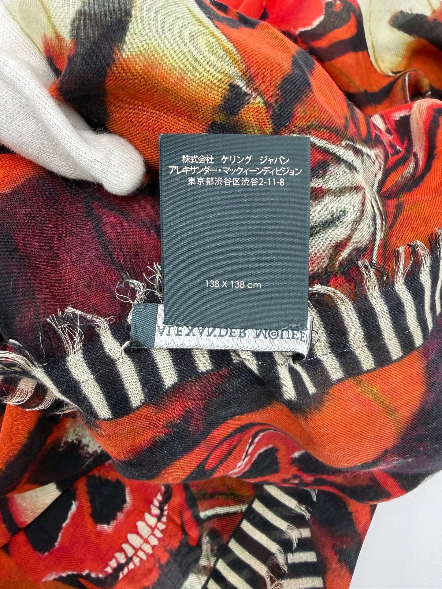 Alexander McQueen Sciarpa Skull & Stripes Misto Lana Rossa - Pally Vintage Closet