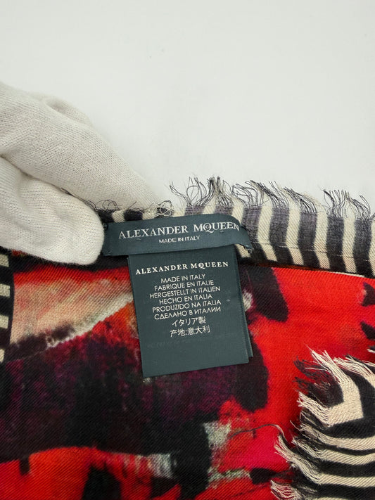 Alexander McQueen Sciarpa Skull & Stripes Misto Lana Rossa - Pally Vintage Closet