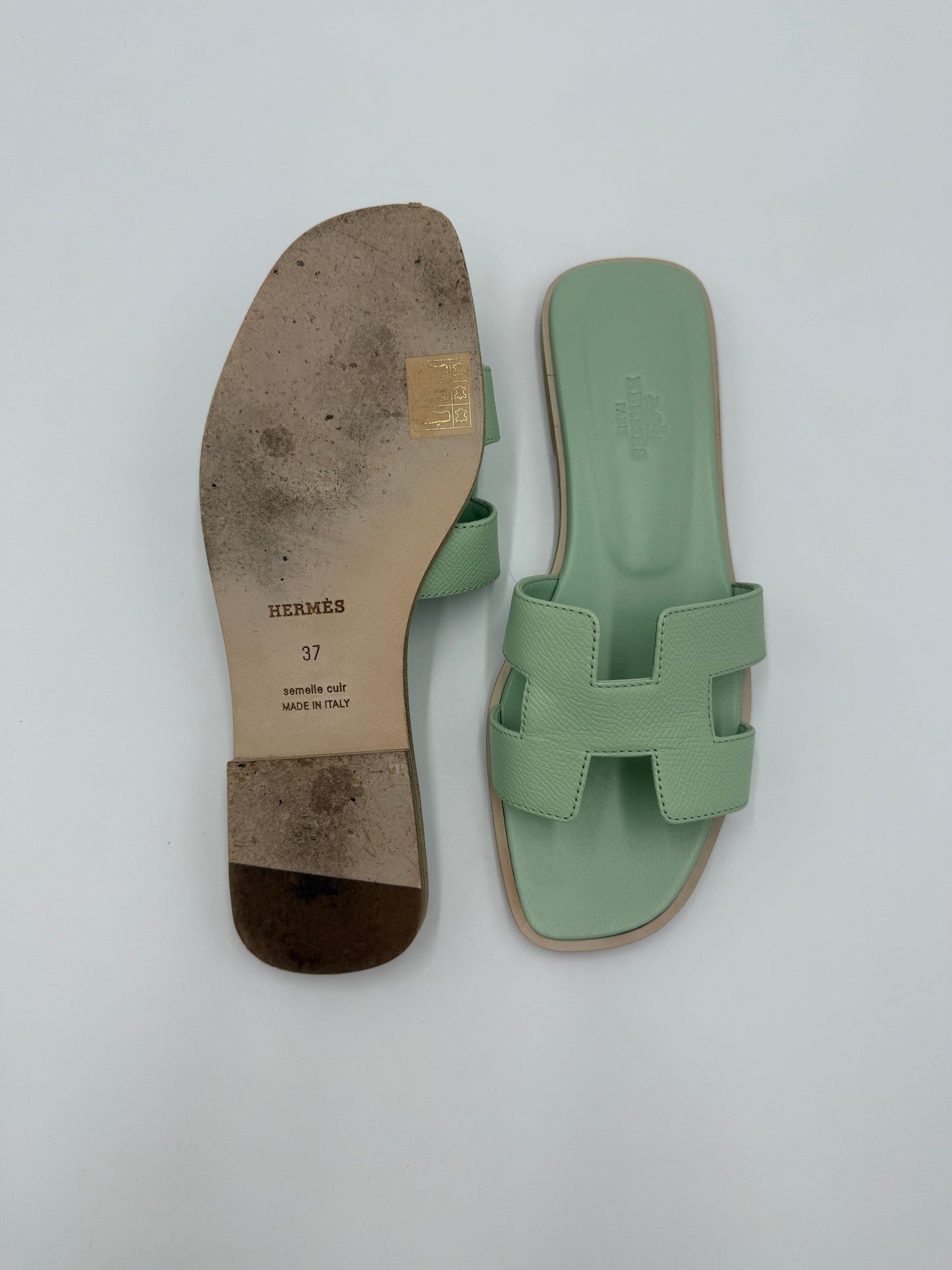 Hermès Sandali Oran in Pelle Epsom Vert Jade