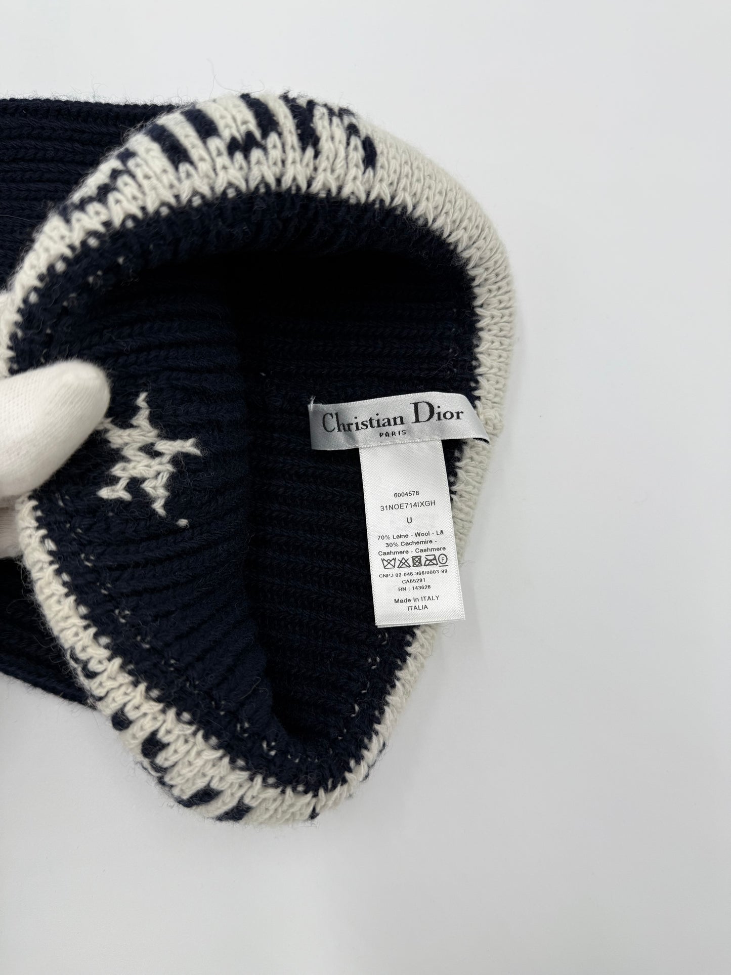 Christian Dior Cappello Beanie in Lana e Cachemere Blu
