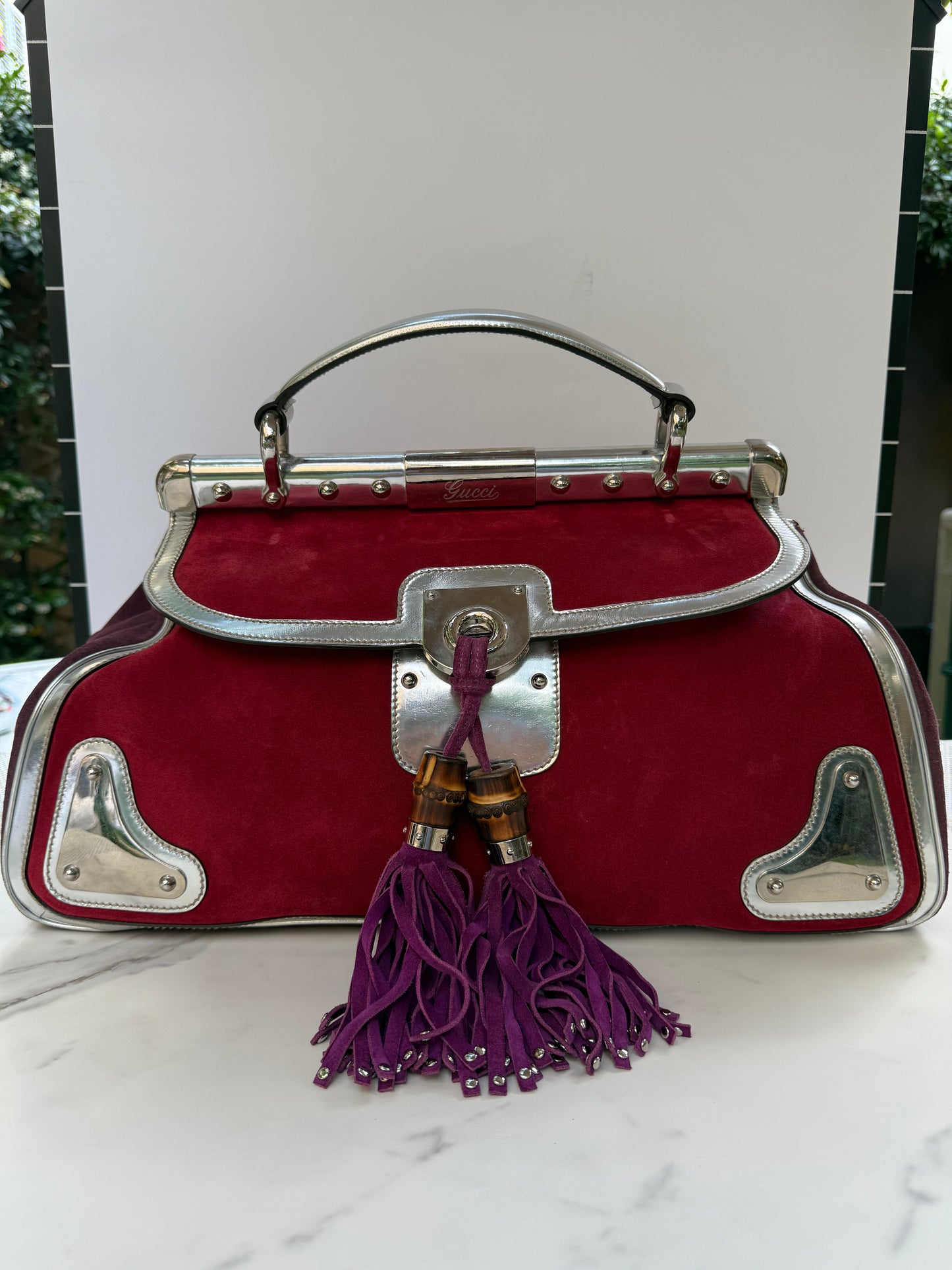 Gucci Borsa Indy Vintage Top Handle Rossa e Argento