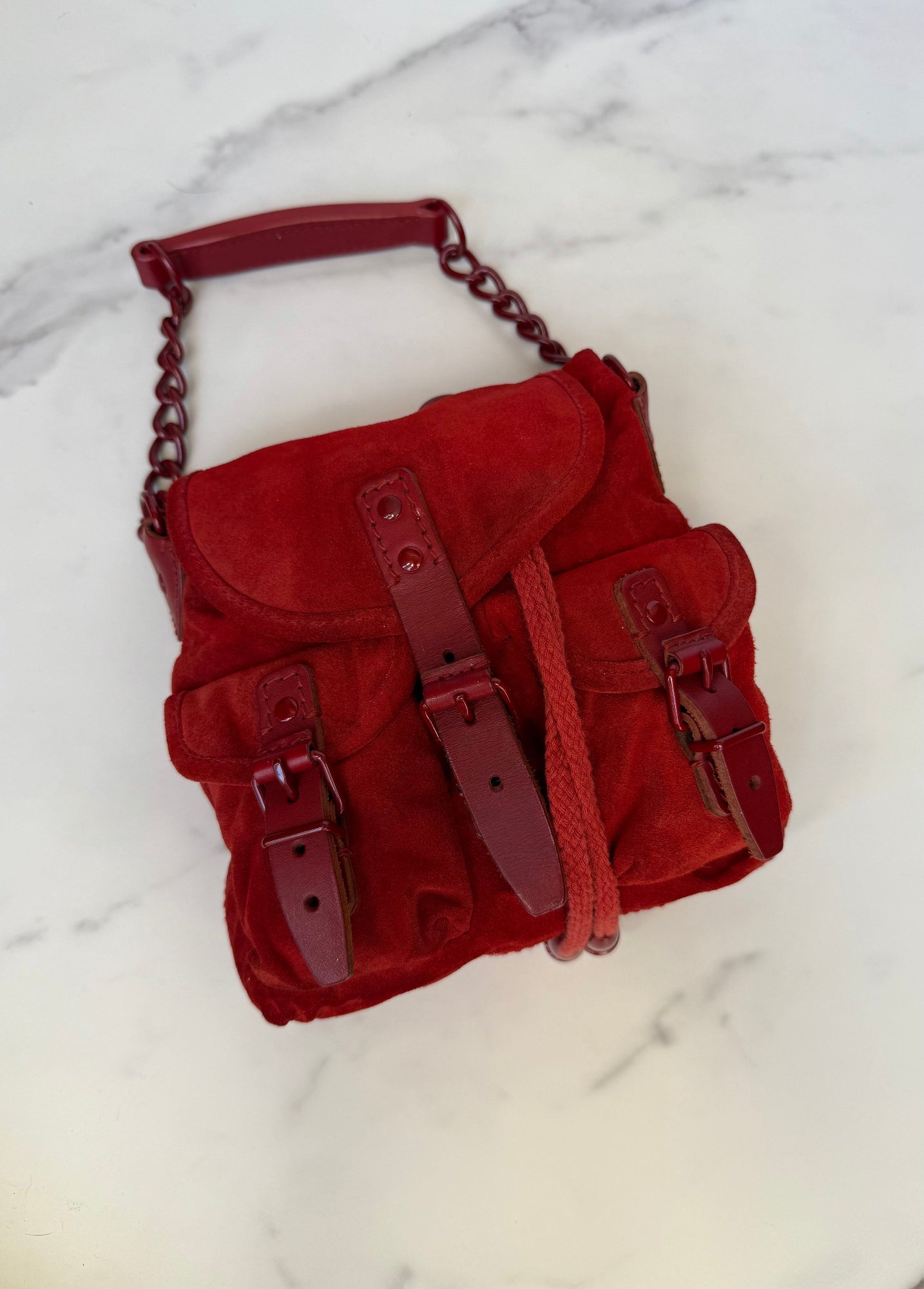 Balenciaga Borsa Vintage in Suede Mini Rossa