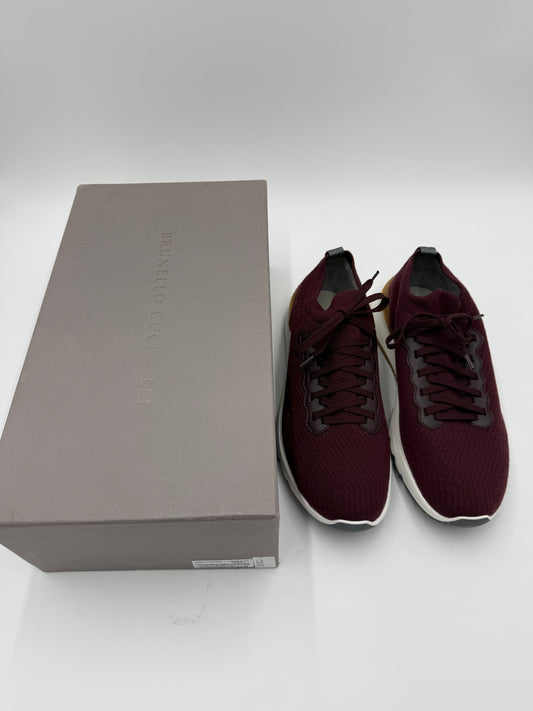 Brunello Cucinelli Sneakers in Maglia di Lana e Cashmere Bordeaux - Pally Vintage Closet
