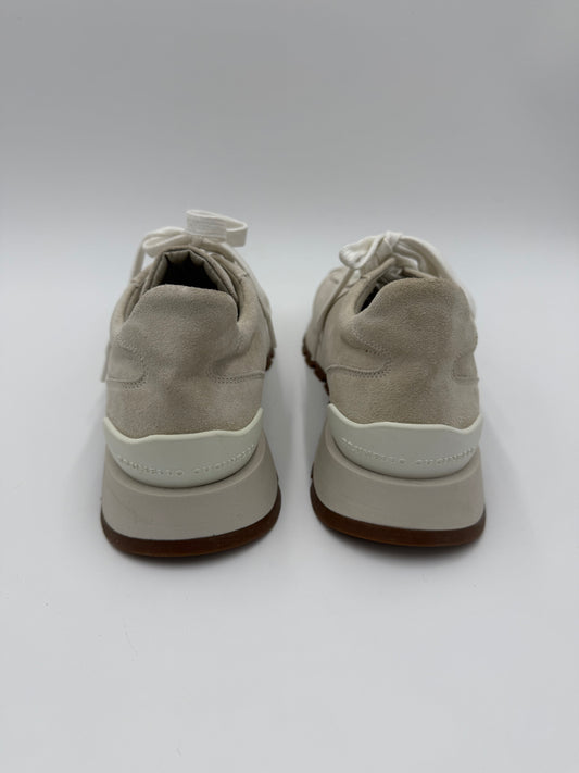 Brunello Cucinelli Sneakers in Pelle Scamosciata Beige e Bianco - Pally Vintage Closet