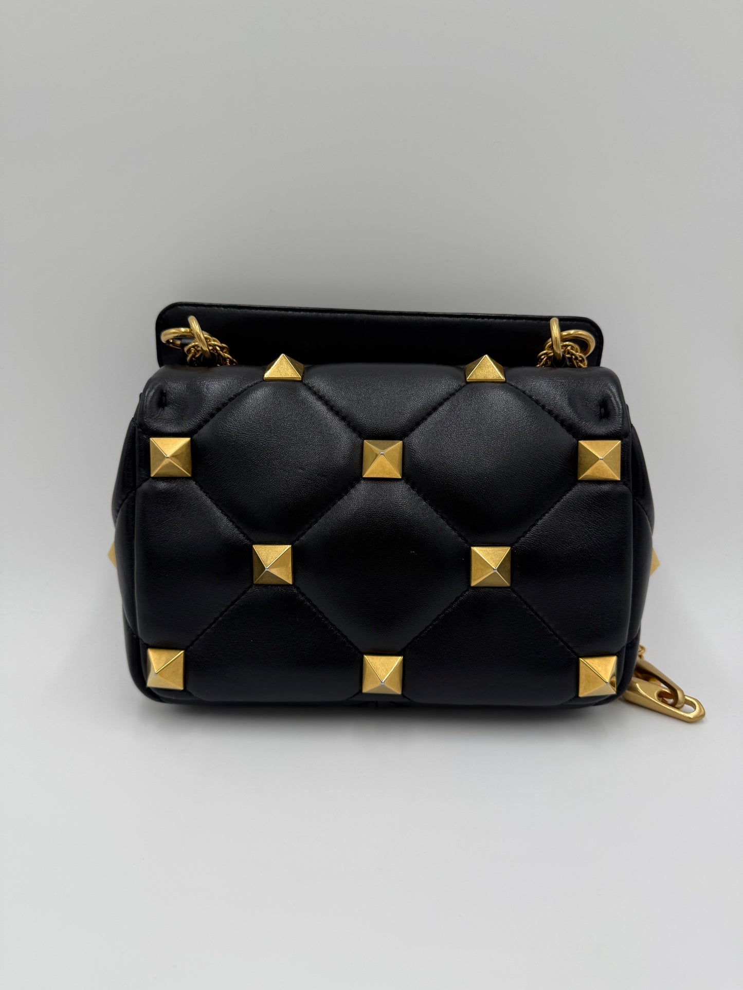 Valentino Garavani Borsa Roman Spike in Pelle Trapuntata Nera