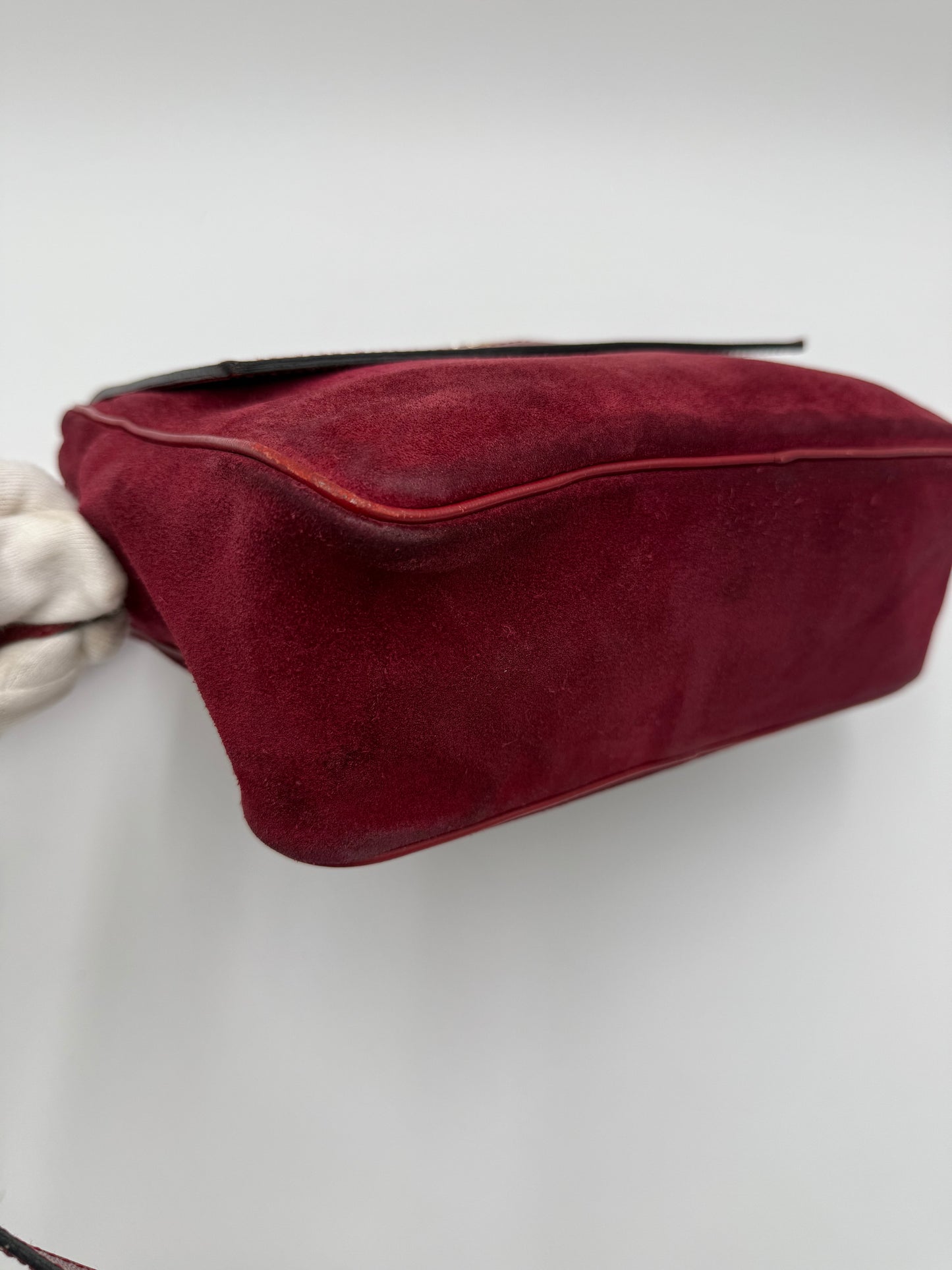 Céline Borsa a Spalla Vintage in Pelle e Camoscio Bordeaux