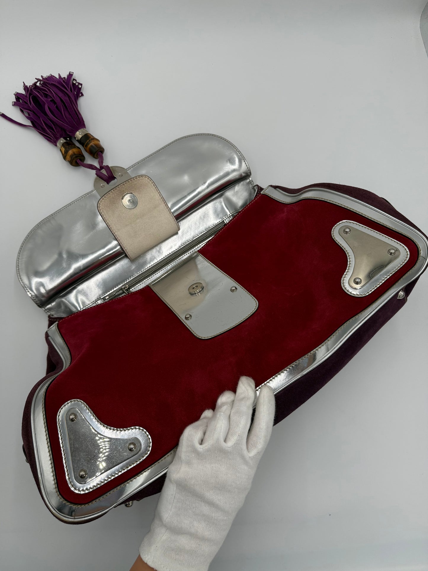 Gucci Borsa Indy Vintage Top Handle Rossa e Argento