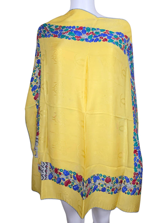 Cartier Must de Cartier Foulard Vintage in Seta con Motivo Gioiello Giallo - Pally Vintage Closet
