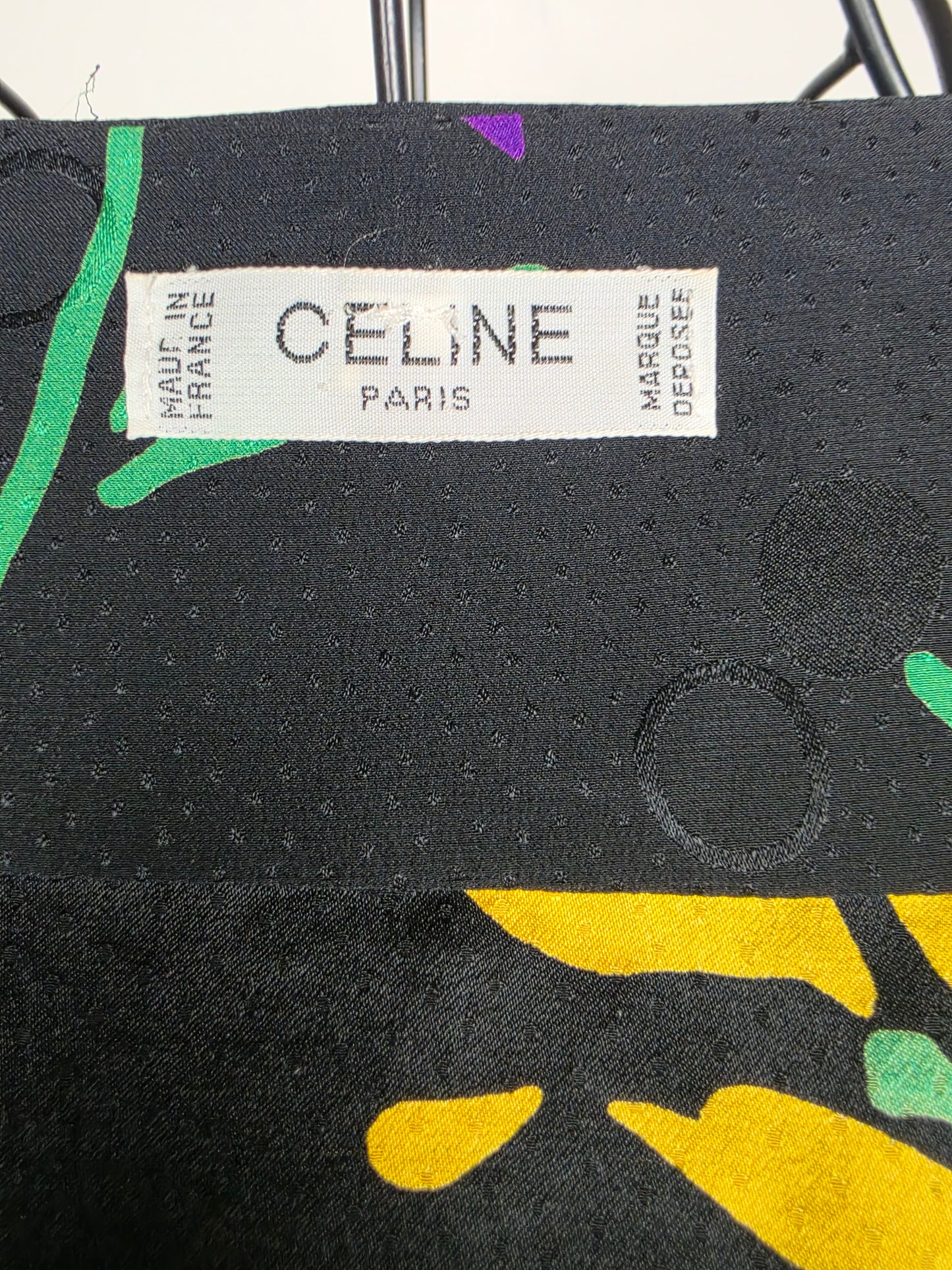 Celine Blusa Vintage in Seta Floral e Jacquard Nera - Pally Vintage Closet