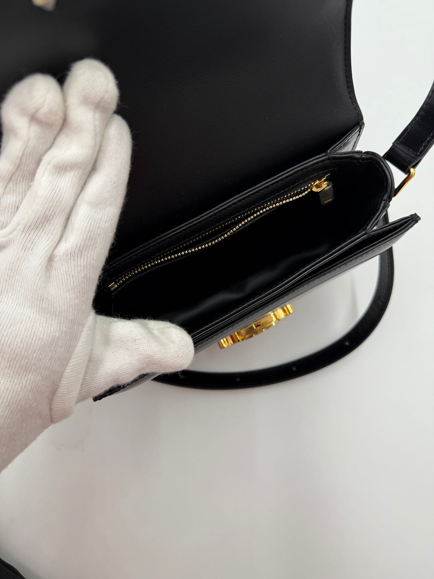 Celine Borsa Besace Clea in Pelle Liscia Nera - Pally Vintage Closet