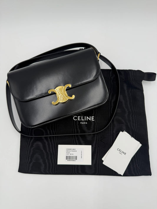 Celine-Borsa-Triomphe-Classique-Pelle-Nera-66538348380484 - Pally Vintage Closet