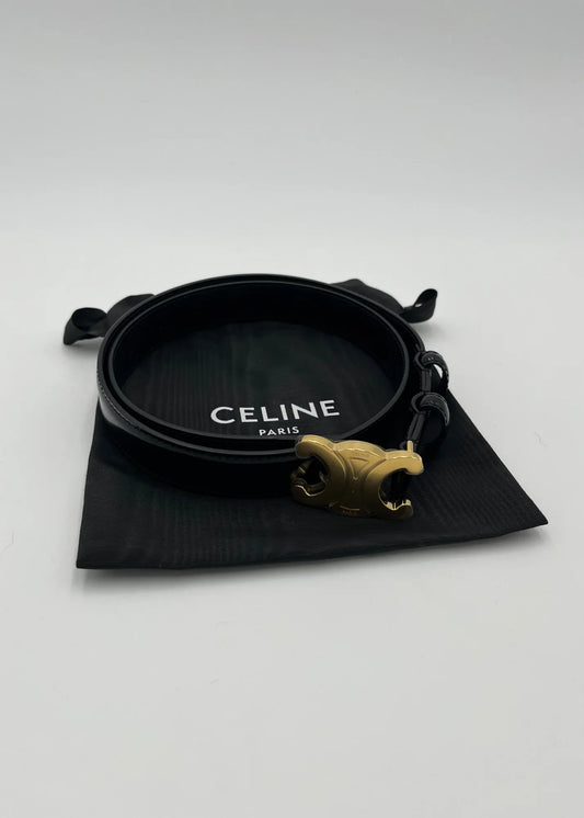 Celine-Cintura-Triomphe-Media-in-Pelle-Taurillon-Nera-64702379065668 - Pally Vintage Closet