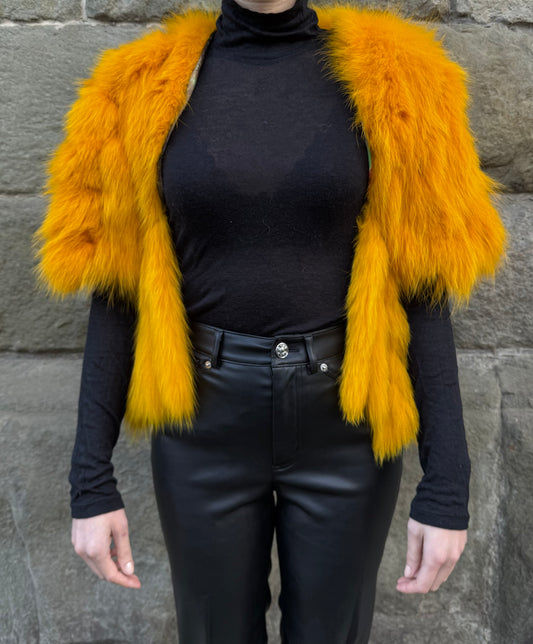 D&G Dolce e Gabbana Pelliccia Vintage con Interno Art-Print Giallo - Pally Vintage Closet