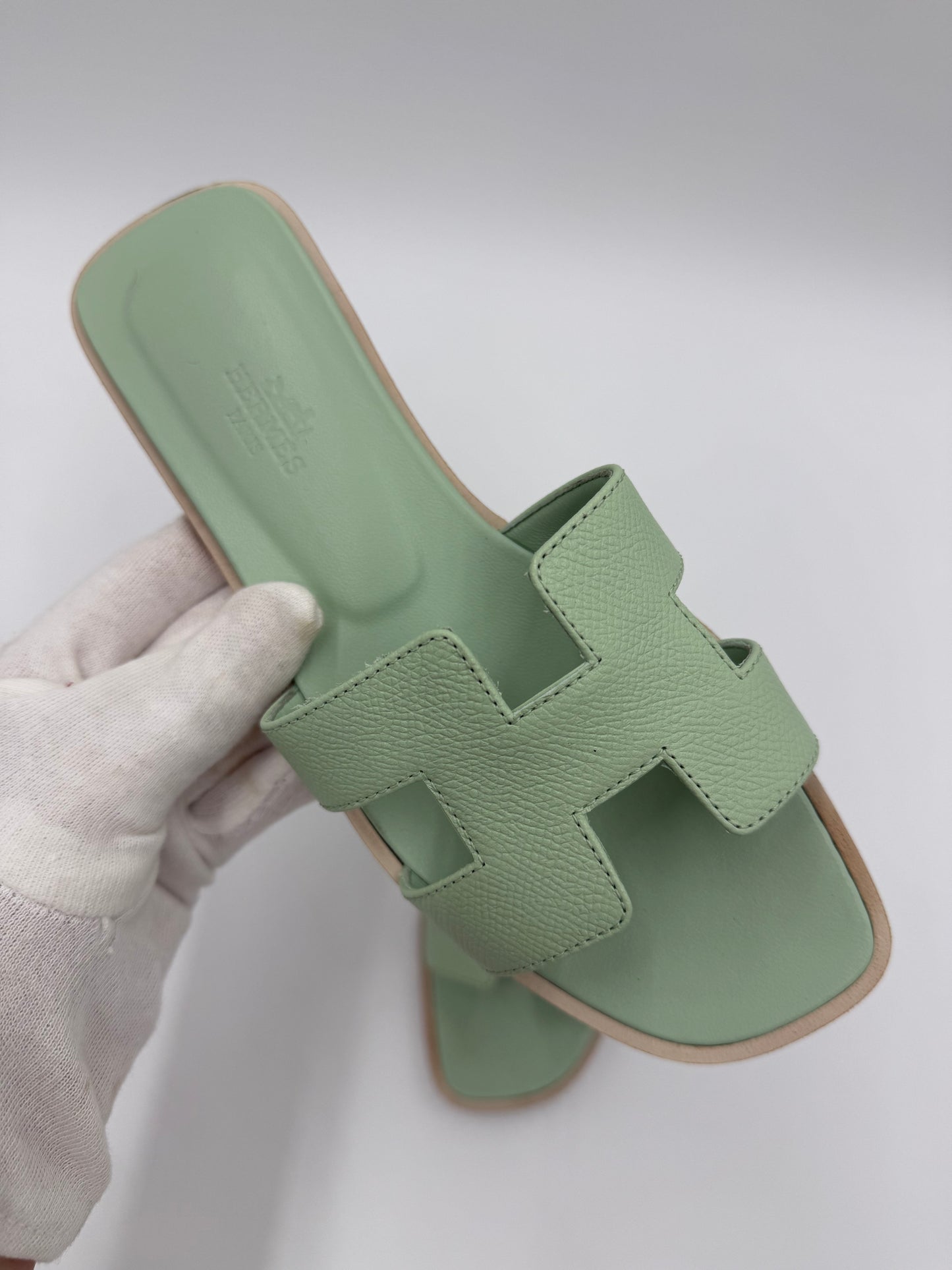 Hermès Sandali Oran in Pelle Epsom Vert Jade