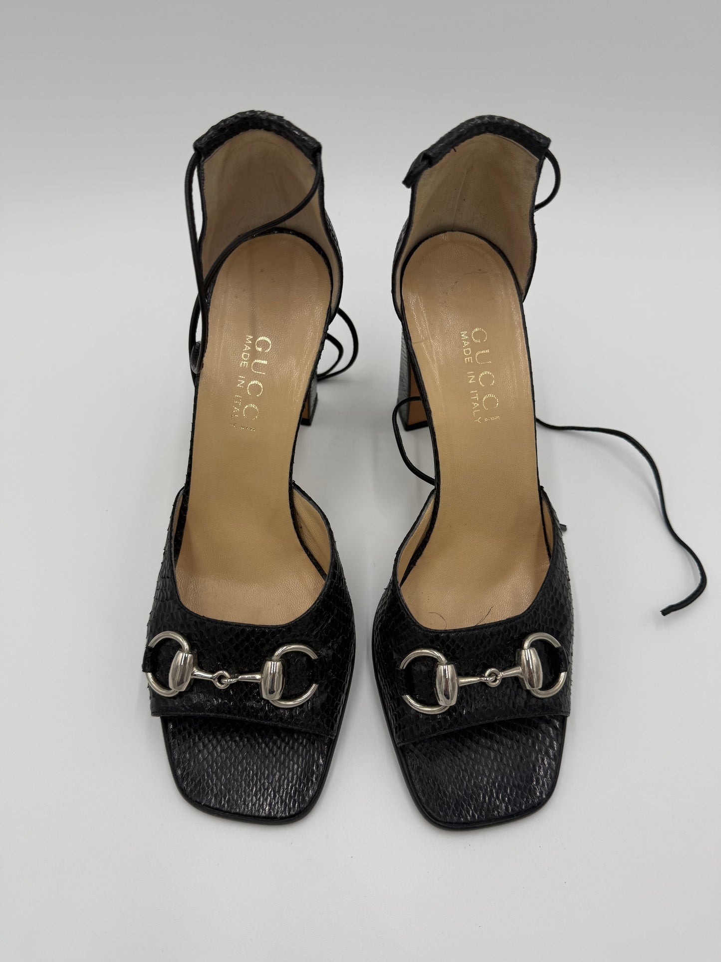 Gucci Sandali Horsebit Vintage in Pitone Neri