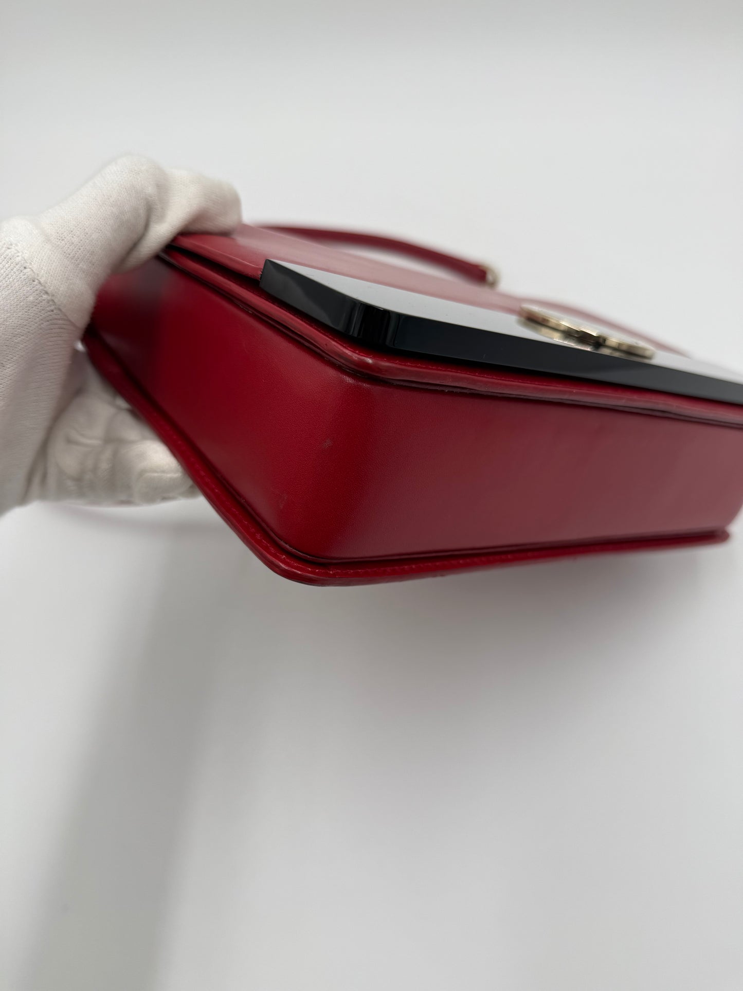 Bulgari Borsa Flap a Spalla in Pelle Rossa e Perspicio Nero