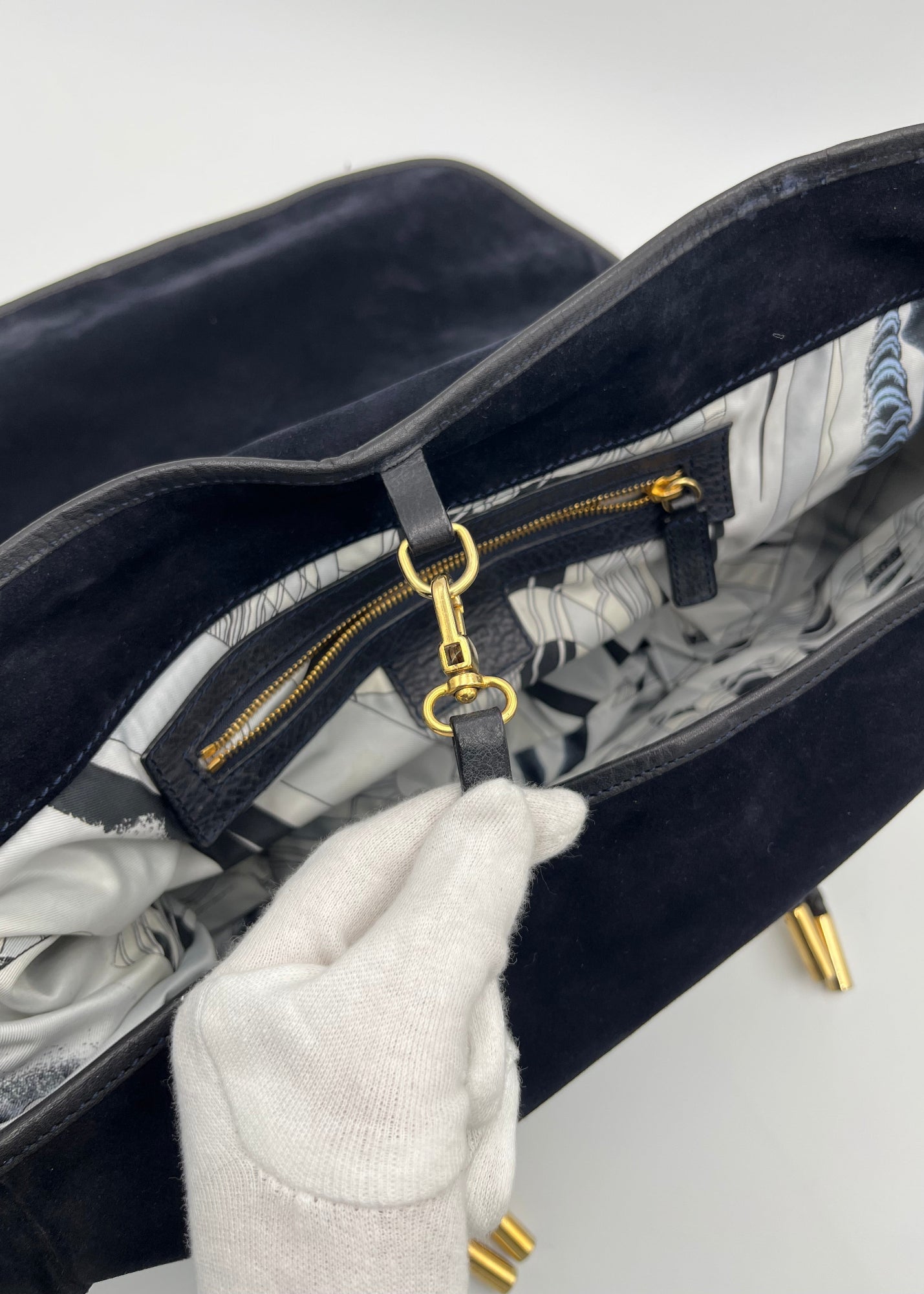 Emilio Pucci Borsa da Viaggio in Suede Blu Navy