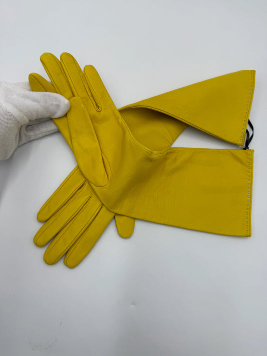 Ermanno-Scervino-Guanti-Lunghi-in-Pelle-Giallo-Limone-68749901103428 - Pally Vintage Closet