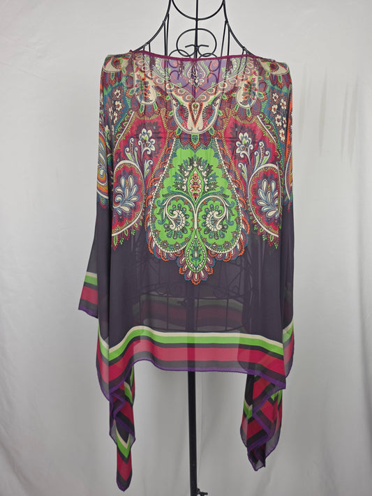 Etro Caftano Vintage in Seta con Stampa Paisley Multicolor Base Marrone - Pally Vintage Closet