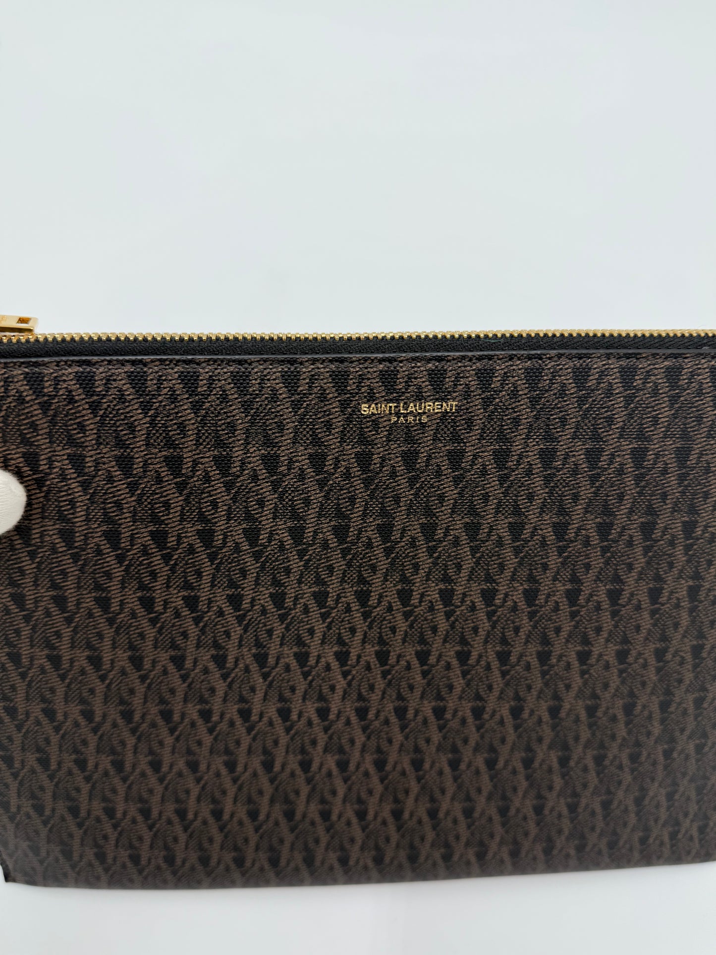 Saint Laurent Pouch Classic Toile Monogram Marrone