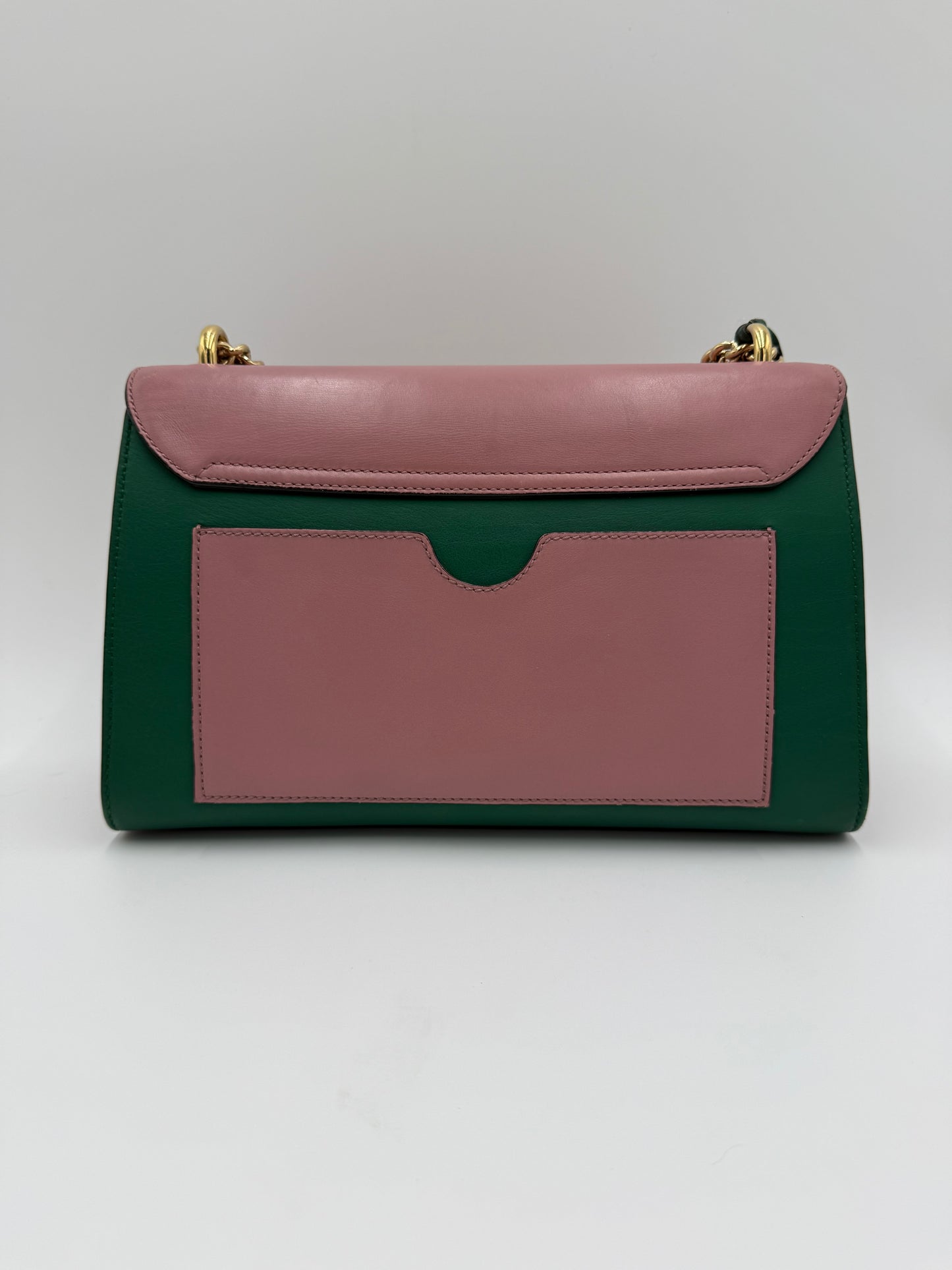 Gucci Borsa a Spalla Padlock in Pelle Bicolore Rosa e Verde