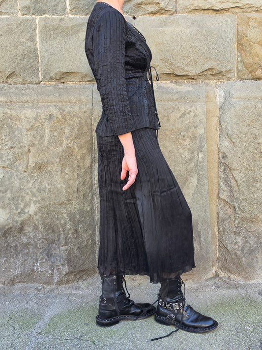 Roberto Cavalli Class Completo Blusa con Stringhe e Gonna Lunga Nero - Pally Vintage Closet