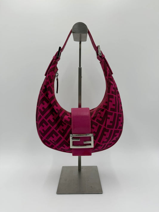 Fendi Borsa a Tracolla Croissant con Logo FF Fucsia - Pally Vintage Closet