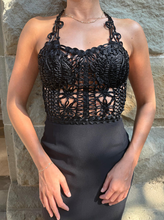 Georges Rech Vintage Pierced Bustier and Black Pencil Skirt