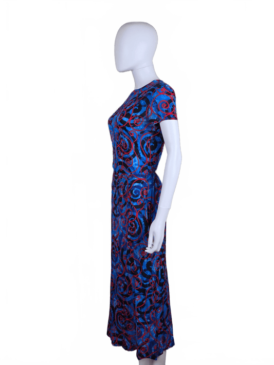 Gianni Versace Couture Completo Vintage con Stampa a Spirali Blu - Pally Vintage Closet