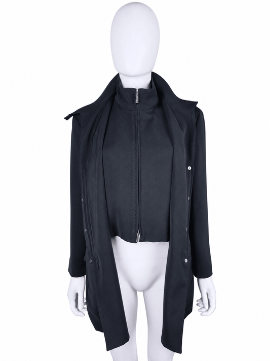 Giorgio Armani Cappotto Vintage con Collo Alto Nero - Pally Vintage Closet