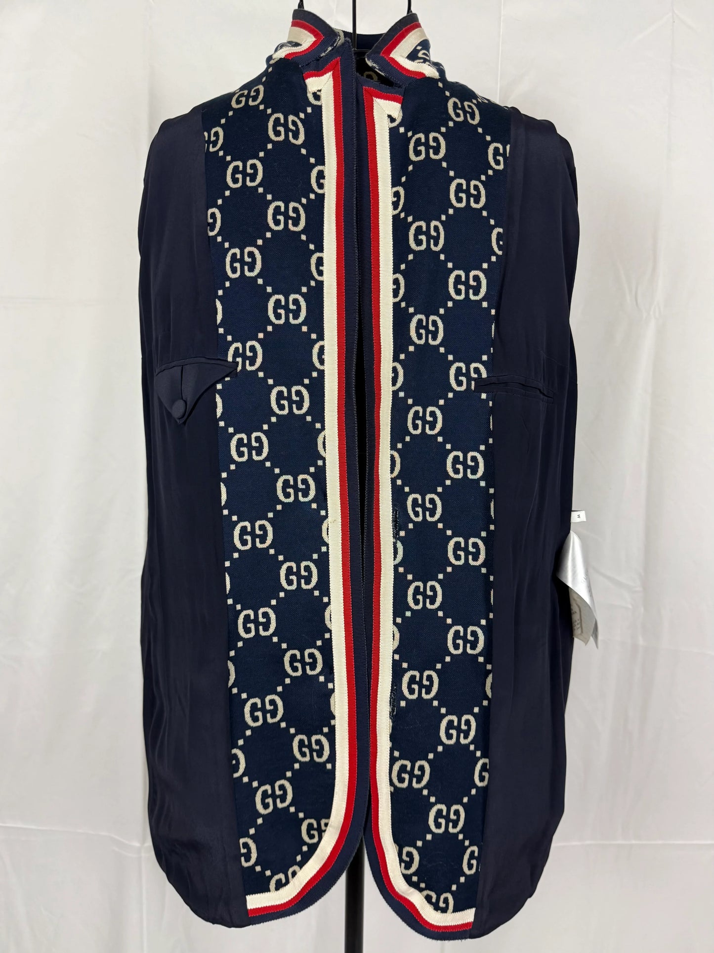 Gucci-Blazer-GG-Monogram-con-Finiture-Web-Blu-Navy-69083313209668 - Pally Vintage Closet