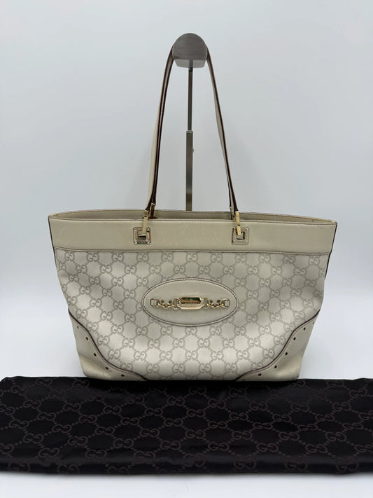 Gucci-Borsa-Horsebit-Chain-Tote-in-Pelle-Guccissima-Avorio-70135152542020 - Pally Vintage Closet
