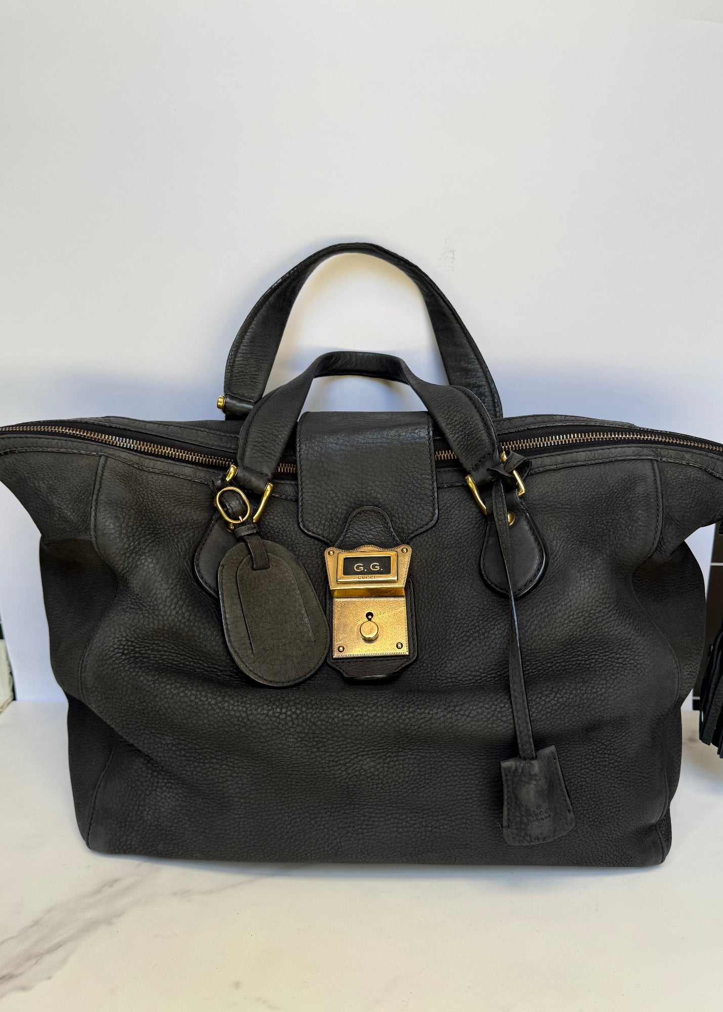 Gucci Borsa Tote Padlock Vintage Pelle Antracite