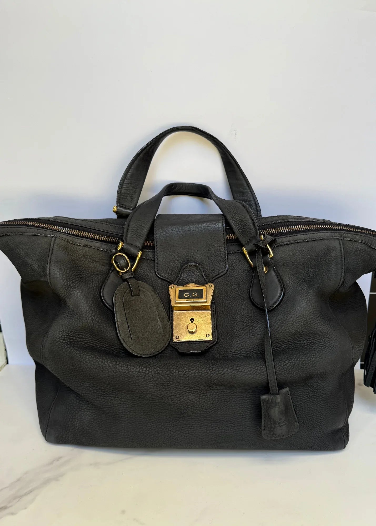 Gucci-Borsa-Tote-Padlock-Vintage-Pelle-Antracite-65715764658500 - Pally Vintage Closet