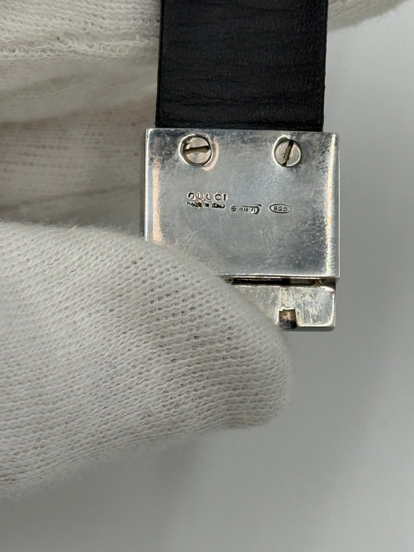 Gucci Bracciale Vintage in Pelle e Argento 925 Nero - Pally Vintage Closet