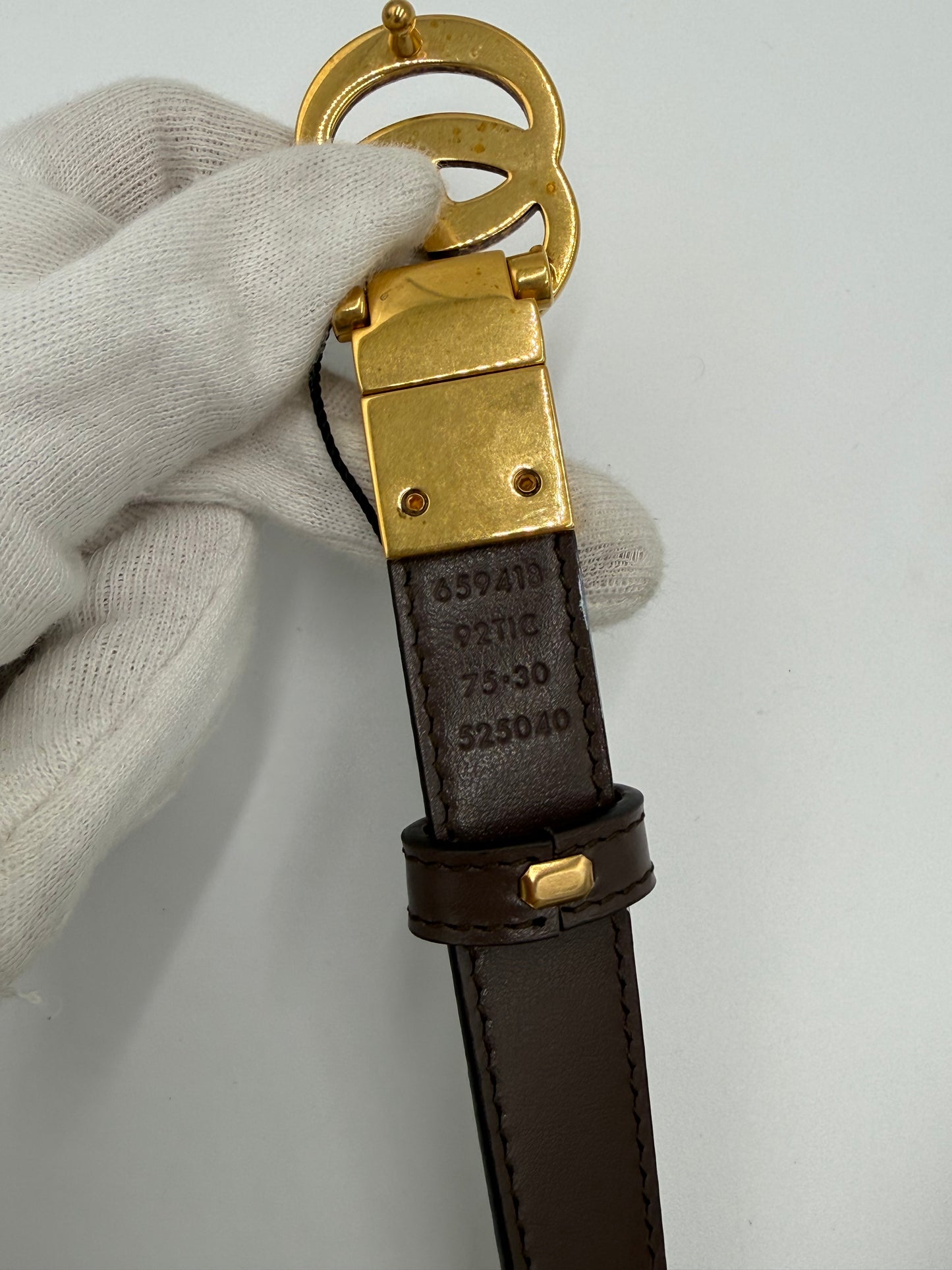 Gucci Cintura GG Marmont Reversibile in Tela GG Supreme e Pelle Marrone - Pally Vintage Closet