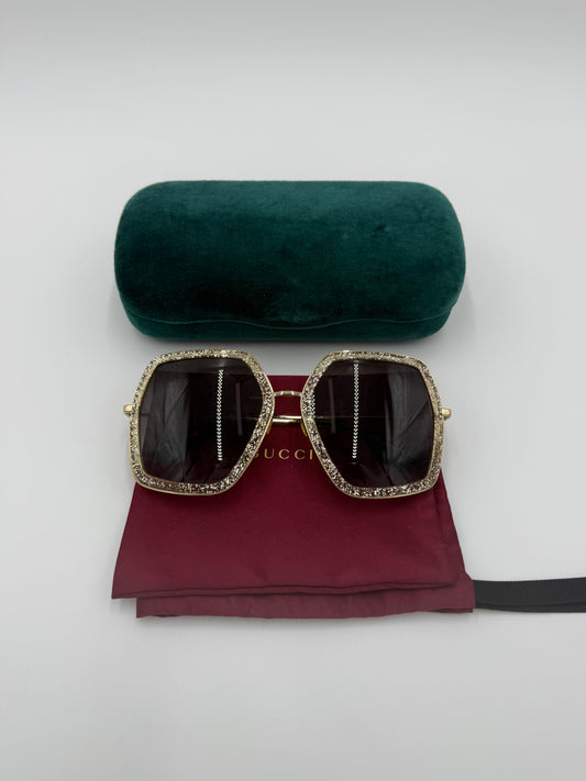 Gucci Occhiali da Sole Oversize con Glitter Oro - Pally Vintage Closet