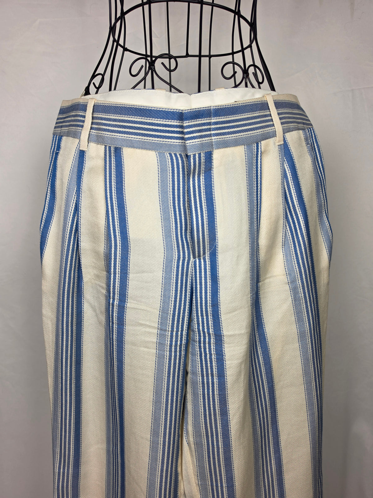 Gucci Pantaloni Sartoriali Estivi Vintage a Righe Bianchi e Celesti - Pally Vintage Closet