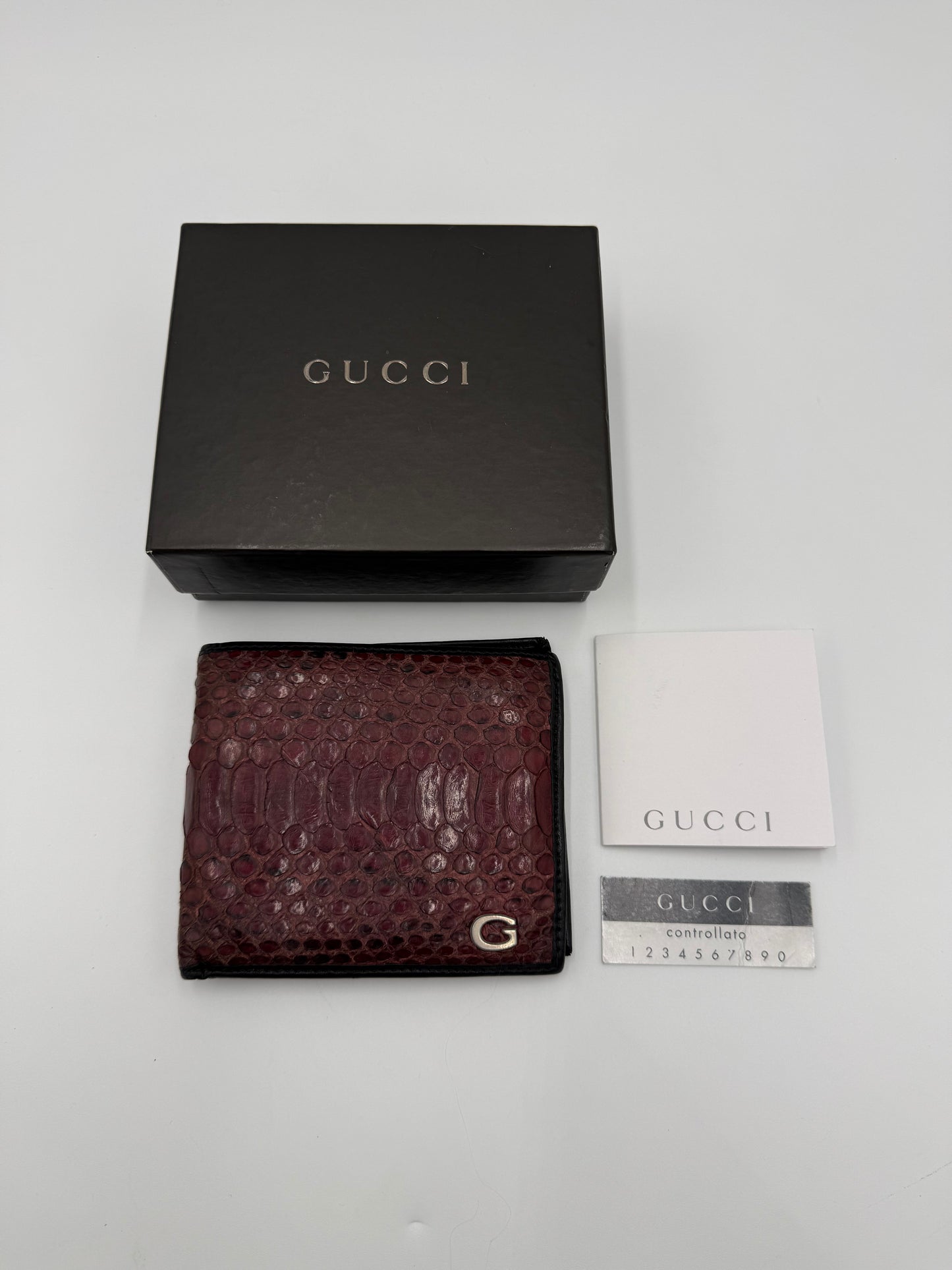 Gucci Portafoglio Vintage in Pelle di Pitone Bordeaux - Pally Vintage Closet