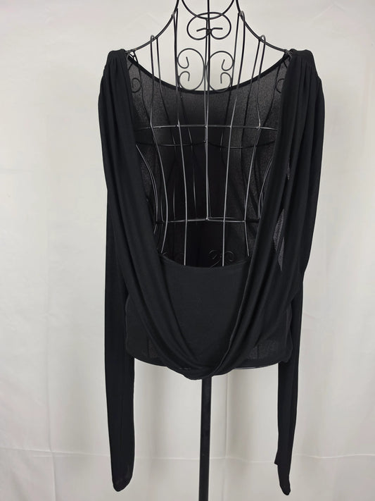 Gucci-Top-Tom-Ford-a-Maniche-Lunghe-con-Scollo-a-Drappeggio-Nero-70134020014404 - Pally Vintage Closet