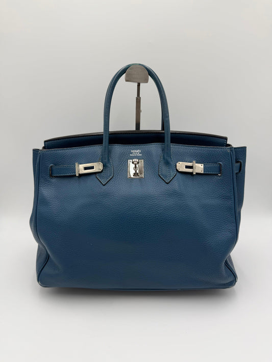 Herm-s-Borsa-Birkin-35-Blue-Jean-in-Pelle-Togo-con-Hardware-Palladio-70420590657860 - Pally Vintage Closet