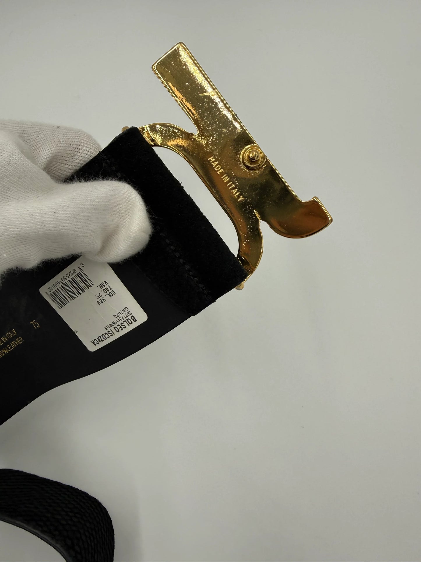 Just-Cavalli-Cintura-Nera-in-Pelle-con-Fibbia-Logo-JC-Dorato-68749847167300 - Pally Vintage Closet