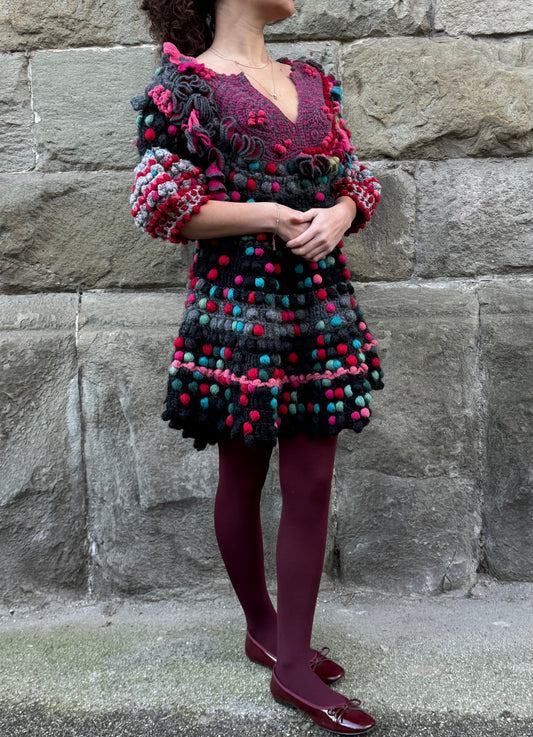 Kenzo Vestito Archive Piece in Maglia Crochet 3D Multicolore - Pally Vintage Closet