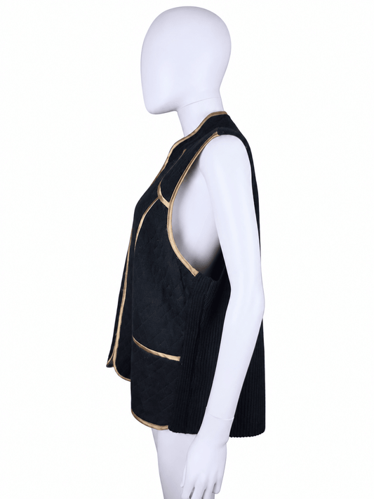 Les Copains Blue Gilet Vintage in Seta e Lana Nero - Pally Vintage Closet